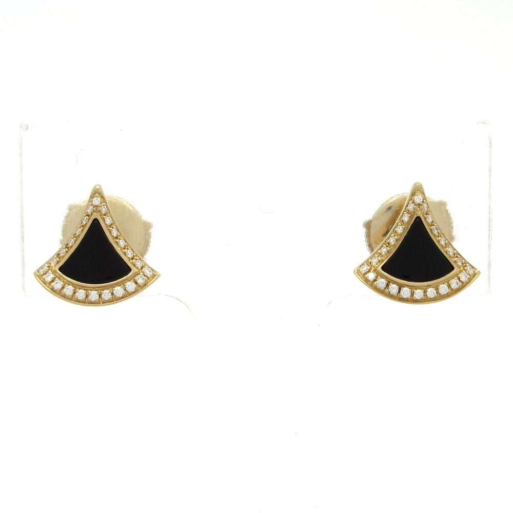 Bvlgari Diva Dream Earrings 361839 18K Yellow Gold Diamond Onyx